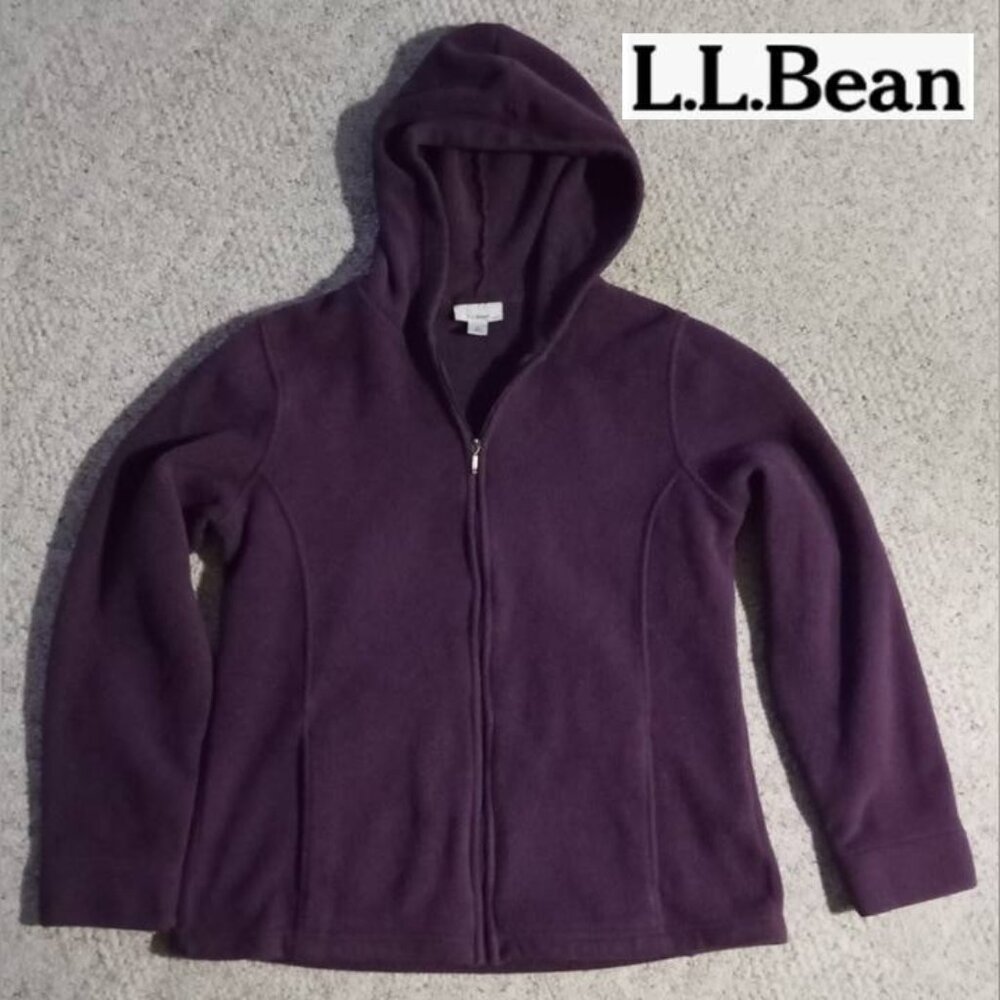 LL Bean Polartec purple hooded jacket Coat women's size medium fleece